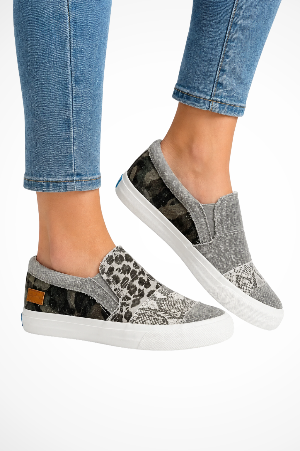 Women's Canvas Slippers | Slip-On Sneakers with Animal Print | Comfortable Casual Slip-Ons for Everyday Wear