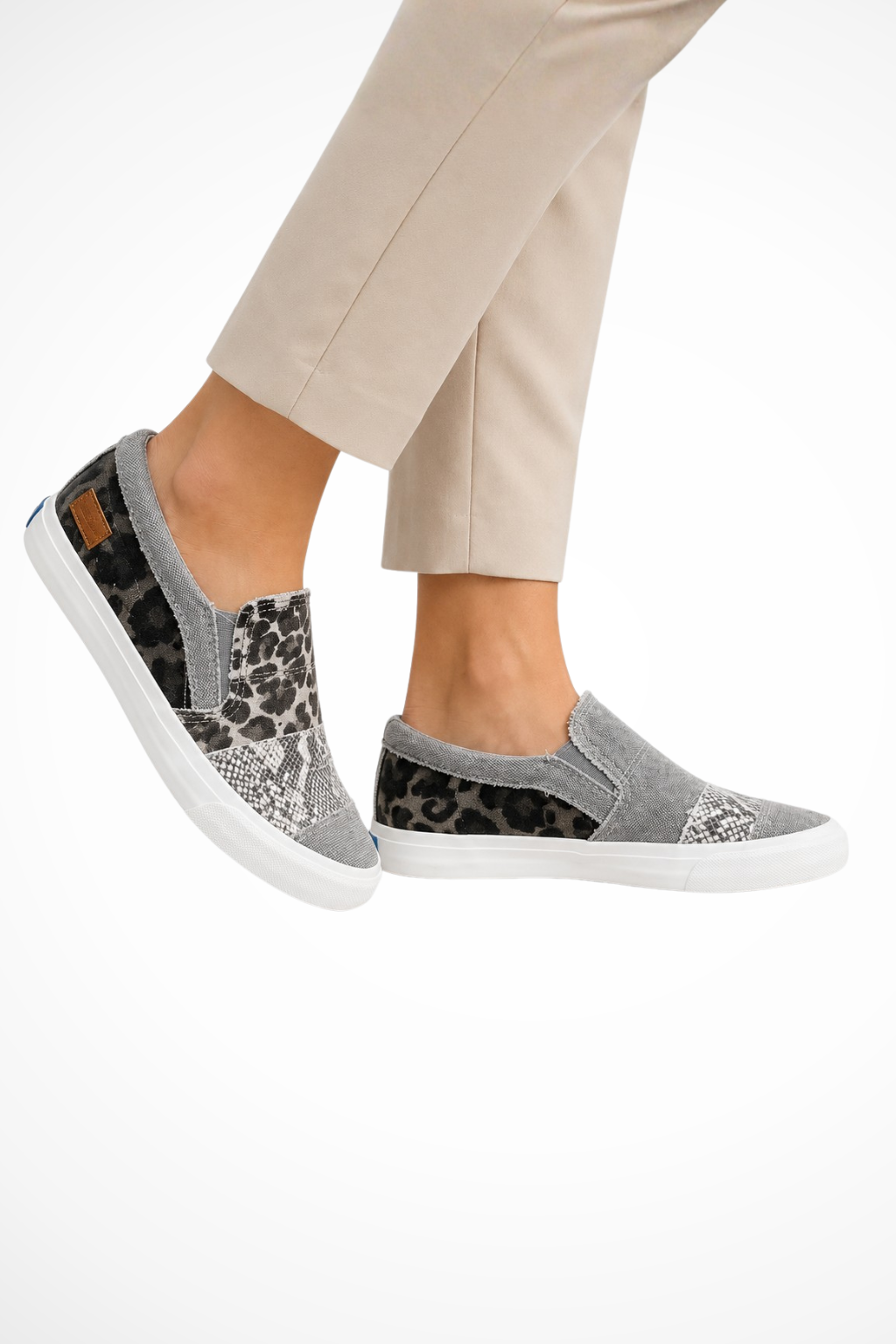 Women's Canvas Slippers | Slip-On Sneakers with Animal Print | Comfortable Casual Slip-Ons for Everyday Wear