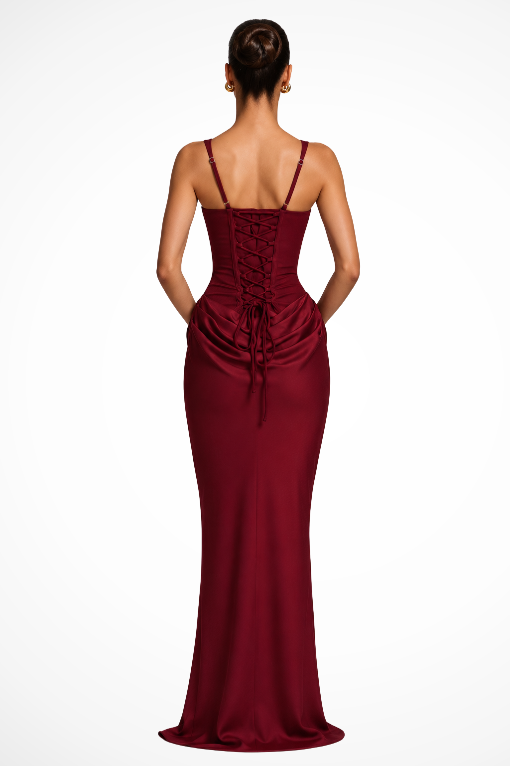 Festliches Damen Maxikleid mit eckigem Ausschnitt und Korsett-Drapierung | Elegantes Kleid für Hochzeitsgäste & Events