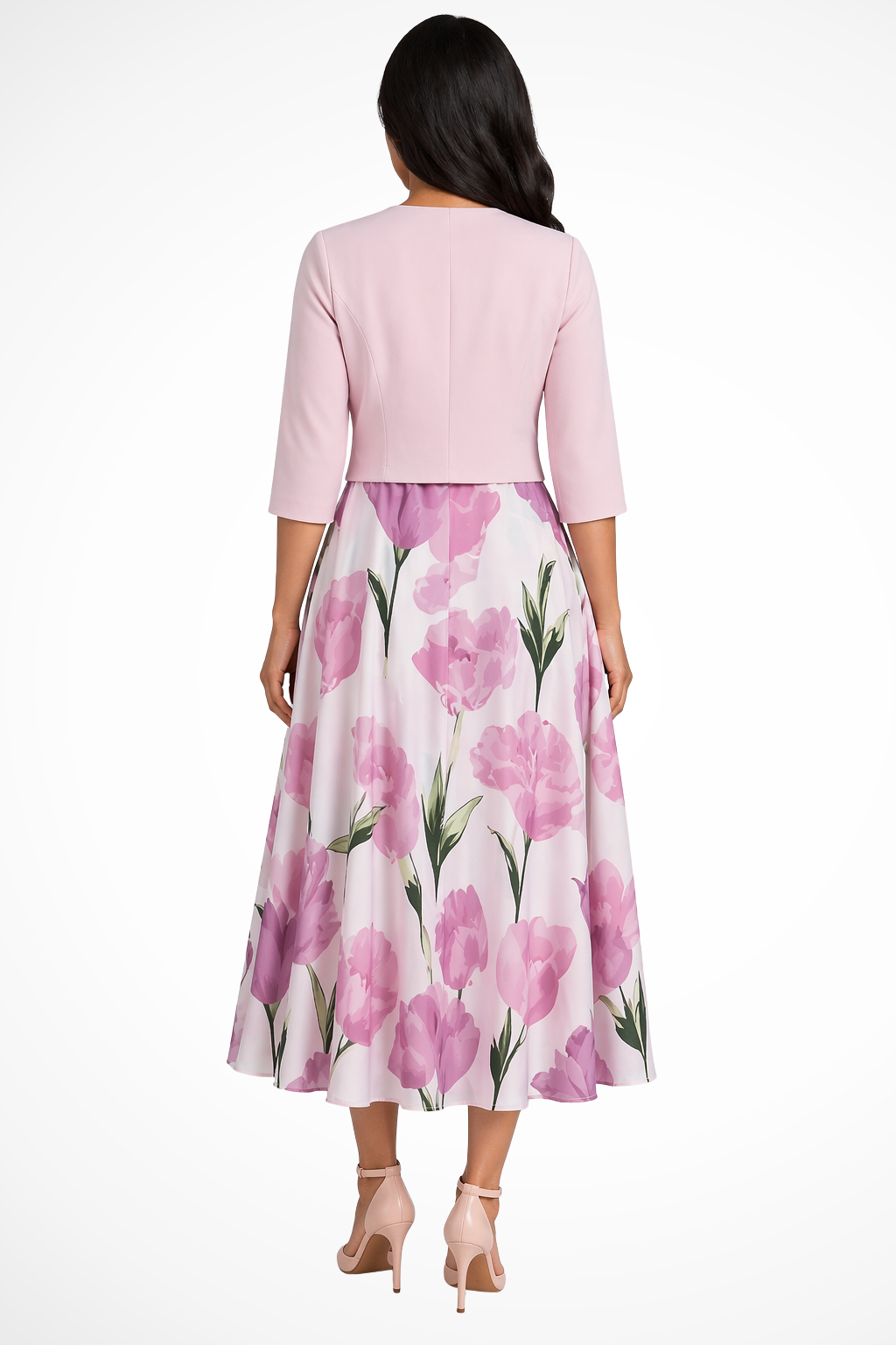 Damen Maxikleid mit Kurzjacke | Zweiteiliges Set für Hochzeitsgäste | Festliches Kleid mit Blumenmuster und Bolero