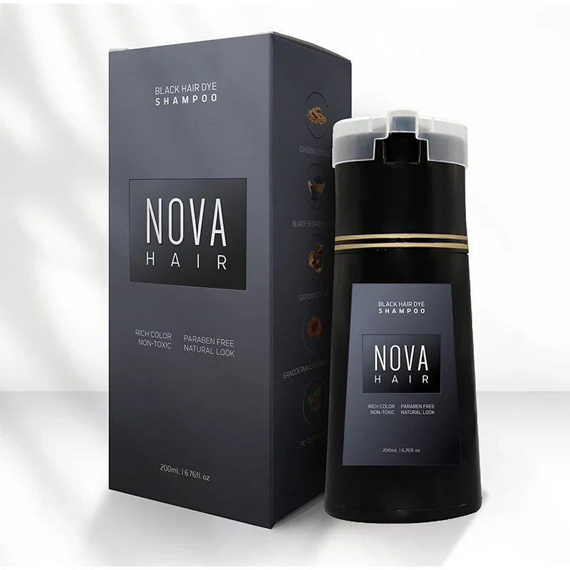NOUVEAU RICHE Haarfärbe Shampoo Schnelle 10 Minuten Ergebnis Ohne Schäden Schwarz (200ml)