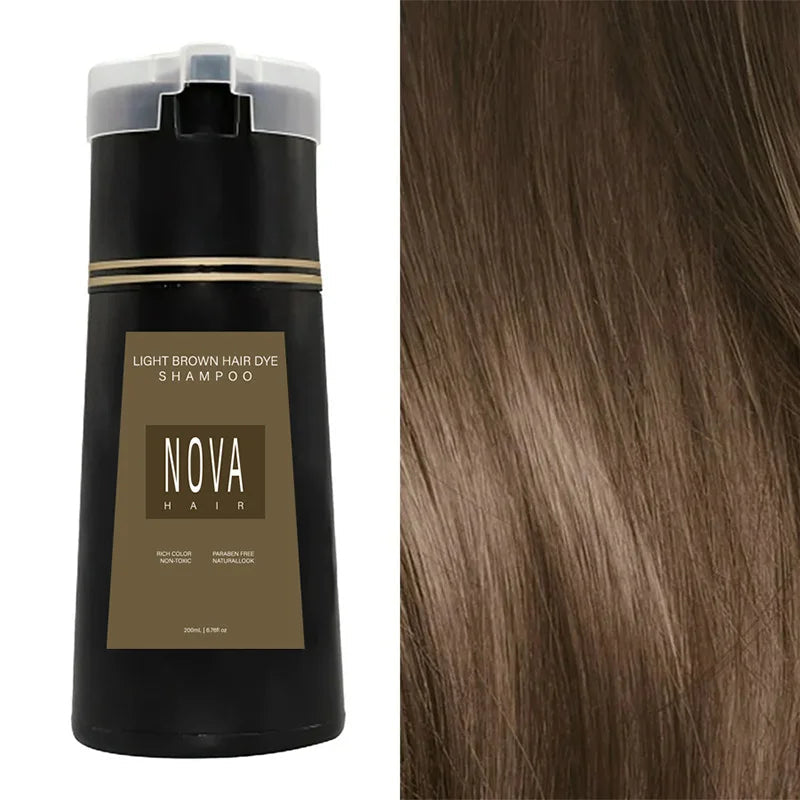 NOUVEAU RICHE Haarfärbe Shampoo Schnelle 10 Minuten Ergebnis Ohne Schäden Hellbraun (200ml)