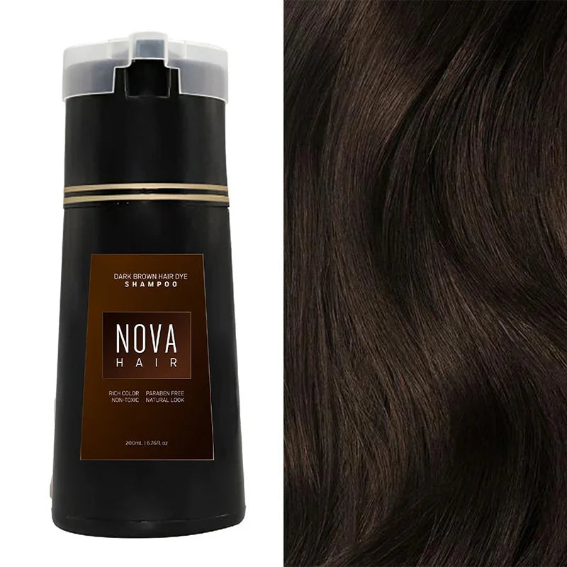 NOUVEAU RICHE Haarfärbe Shampoo Schnelle 10 Minuten Ergebnis Ohne Schäden Dunkelbraun (200ml)