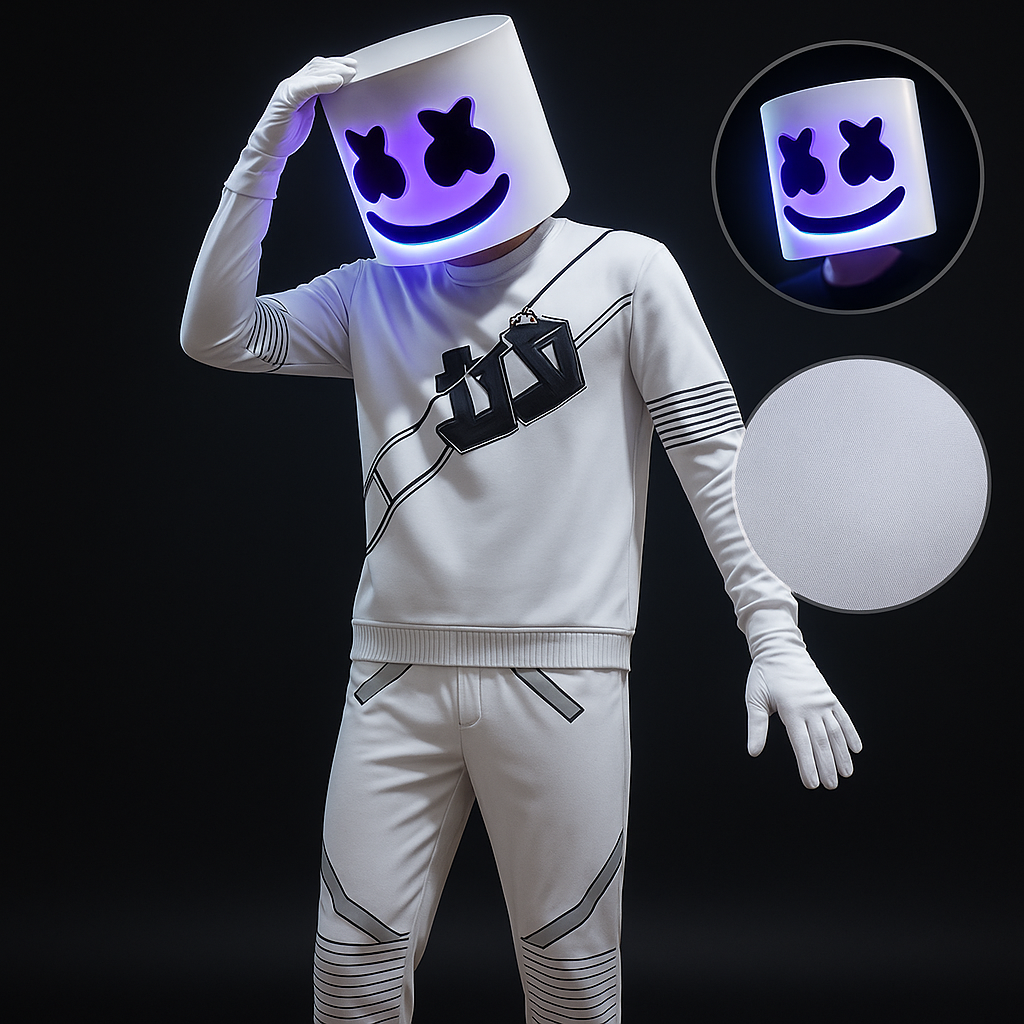 DJ Kostüm Set mit LED-Helm