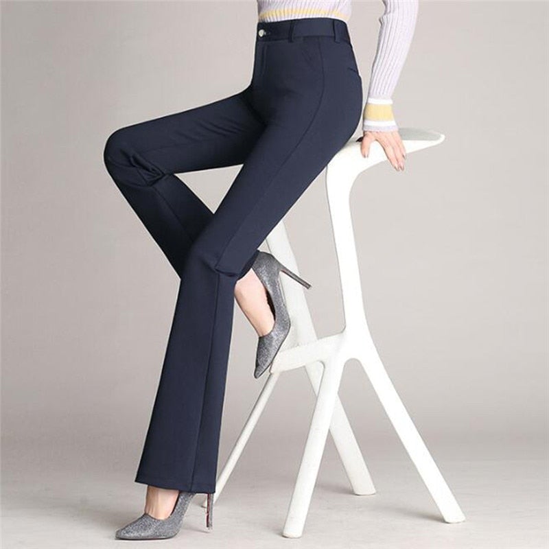 Women's High-Waist Fabric Pants with A-Line | Elegant Business Trousers for the Office | Classic Cut with High Waist & Wide Leg