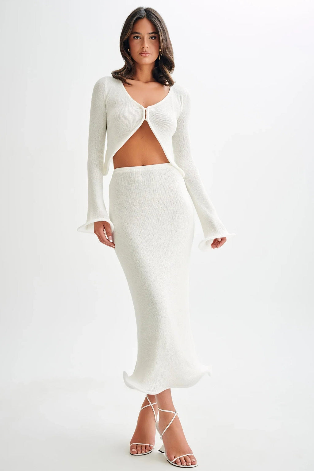 NOUVEAU RICHE Stylisches Strickoberteil und Rockset für Modebewusste Frauen mit Eleganz und Komfort Elfenbein