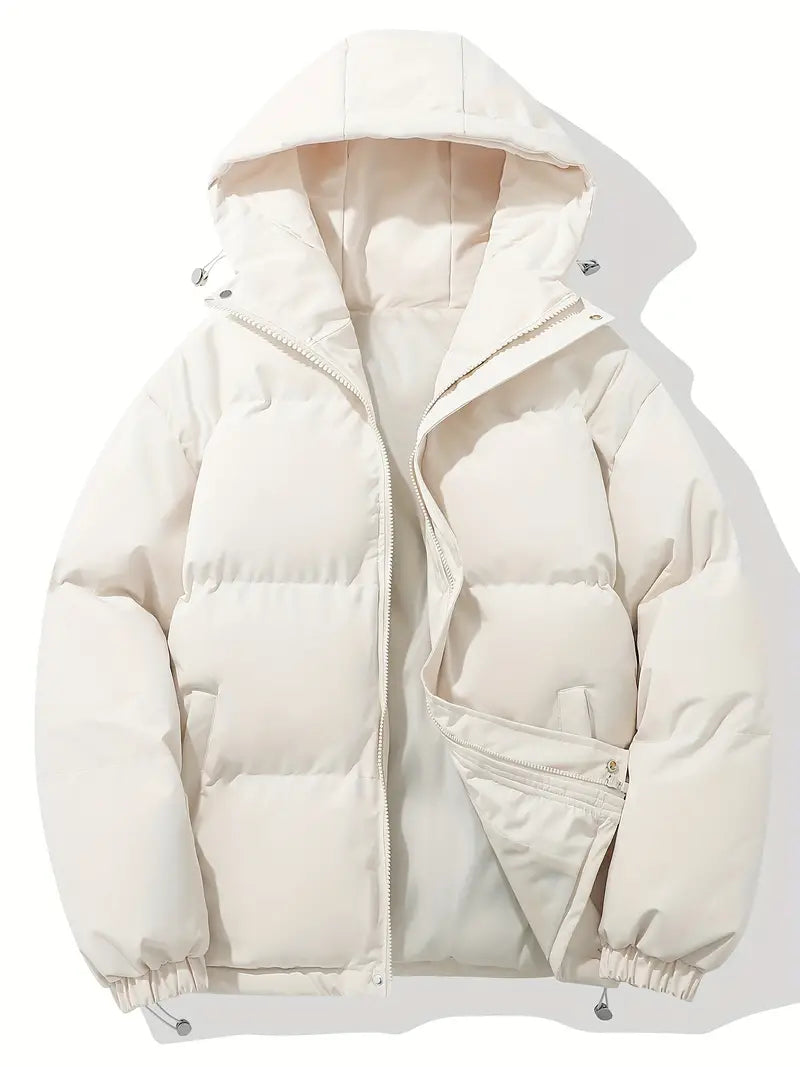 NOUVEAU RICHE Kapuzenjacke Damen Übergangsjacke Klassisch Warm Gefüttert Beige Weiß