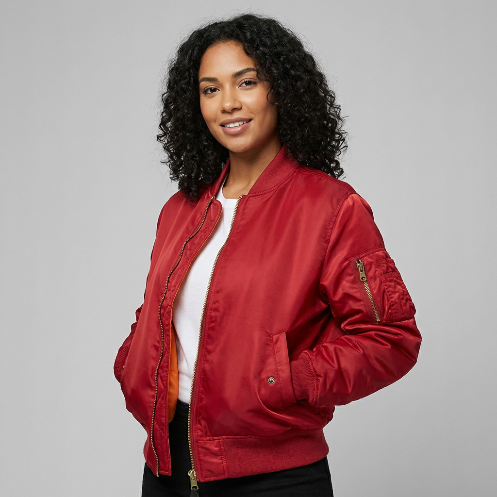 Klassische Bomberjacke für Damen in Satin-Optik mit Utility-Details – Sportlich elegante Übergangsjacke für Freizeit und Alltag