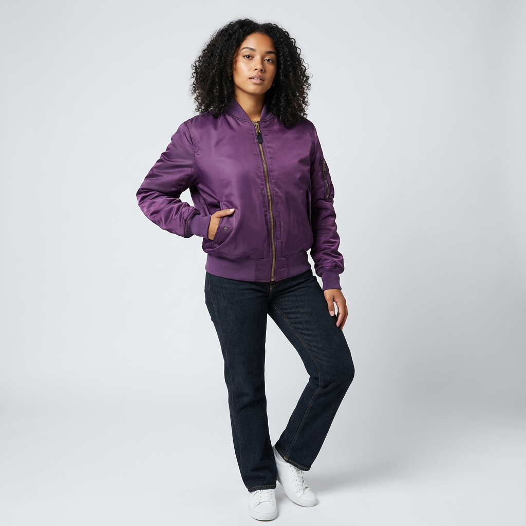 Klassische Bomberjacke für Damen in Satin-Optik mit Utility-Details – Sportlich elegante Übergangsjacke für Freizeit und Alltag