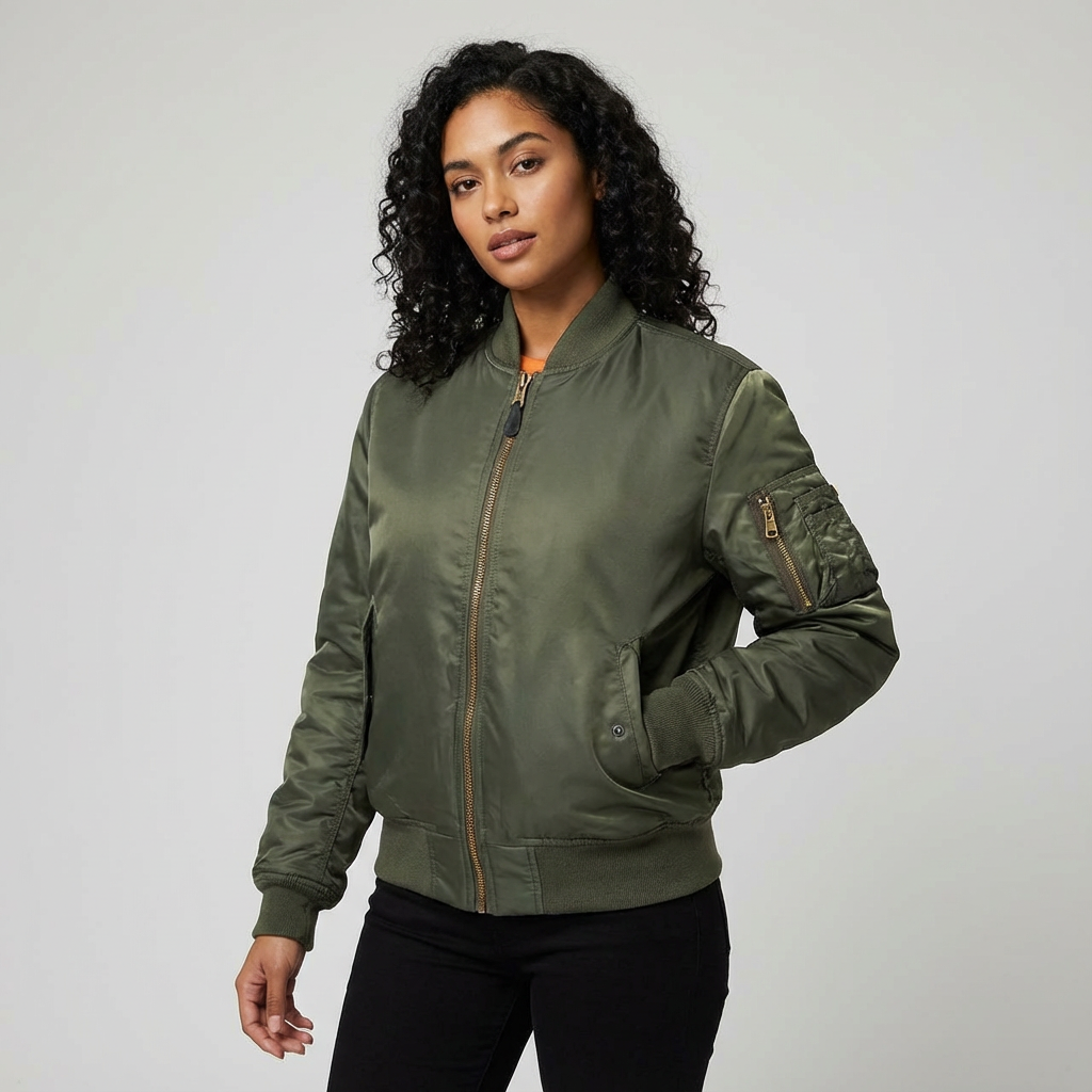 Klassische Bomberjacke für Damen in Satin-Optik mit Utility-Details – Sportlich elegante Übergangsjacke für Freizeit und Alltag
