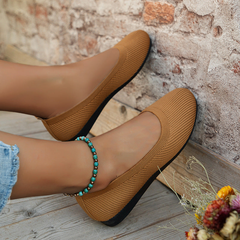Bequeme orthopädische Ballerinas für Damen | Leichte Strick-Slipper mit gepolsterter Innensohle für maximalen Komfort