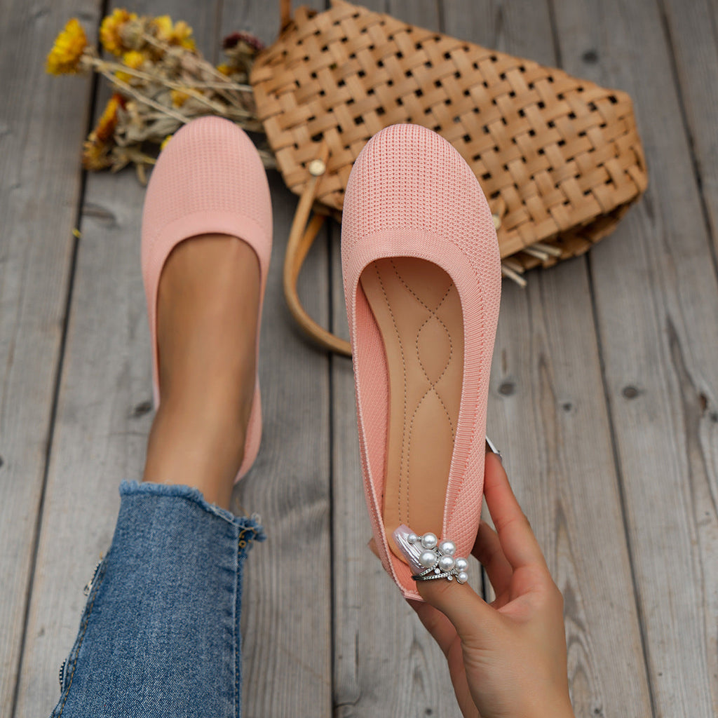 Bequeme orthopädische Ballerinas für Damen | Leichte Strick-Slipper mit gepolsterter Innensohle für maximalen Komfort