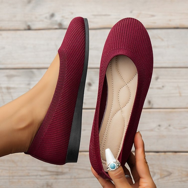 Bequeme orthopädische Ballerinas für Damen | Leichte Strick-Slipper mit gepolsterter Innensohle für maximalen Komfort