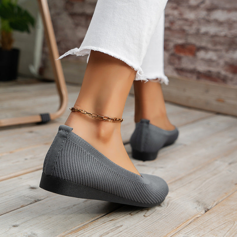 Bequeme orthopädische Ballerinas für Damen | Leichte Strick-Slipper mit gepolsterter Innensohle für maximalen Komfort