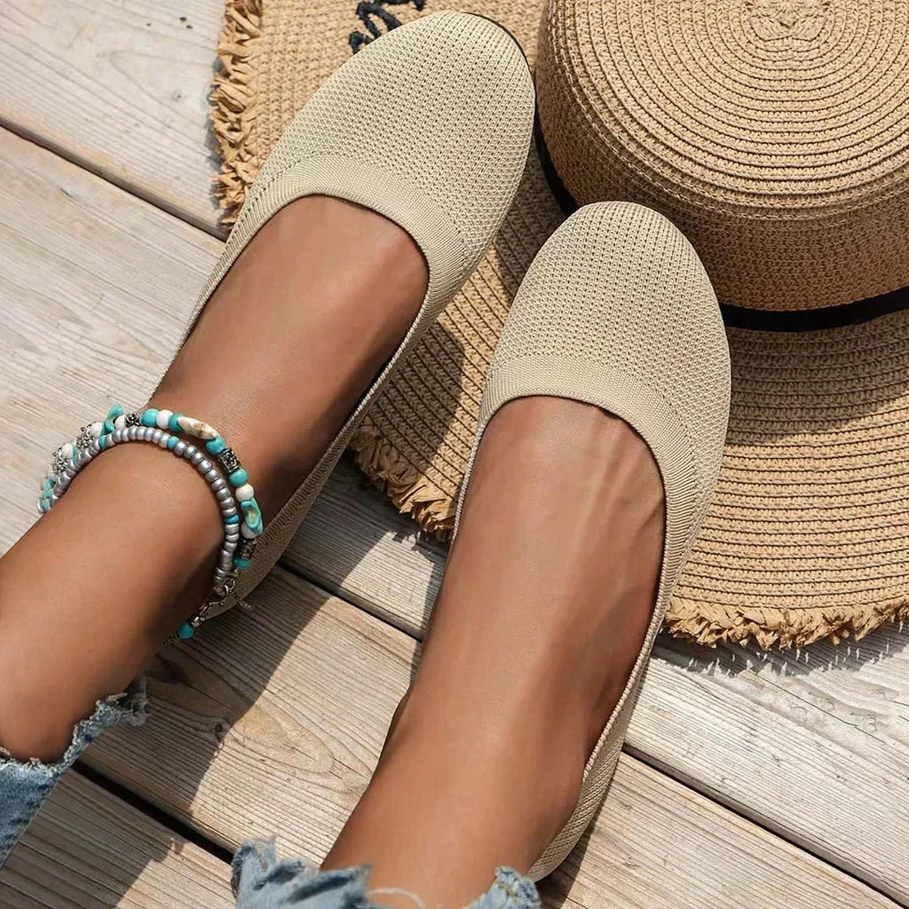 Bequeme orthopädische Ballerinas für Damen | Leichte Strick-Slipper mit gepolsterter Innensohle für maximalen Komfort