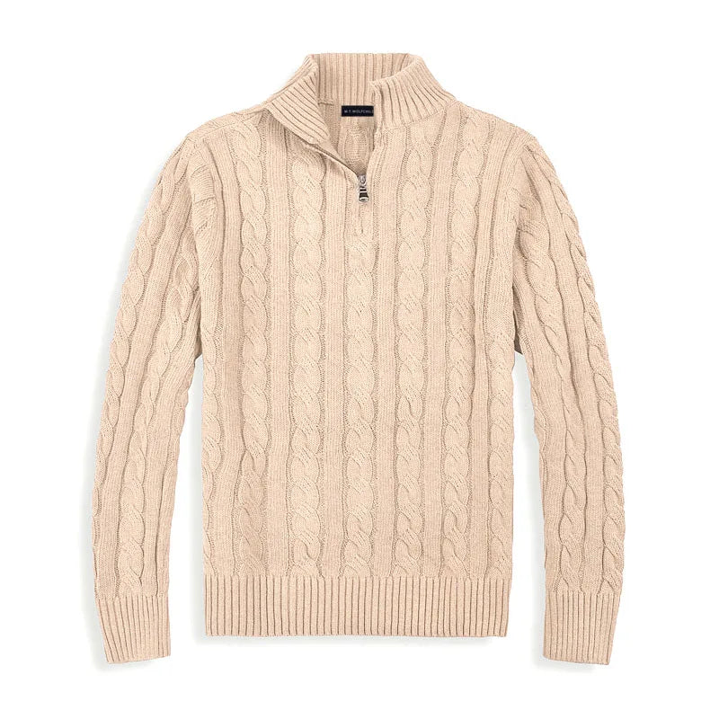 Lorenzo Bellucci | Luxuriöser Herrenpullover mit halbem Reißverschluss und hohem Kragen