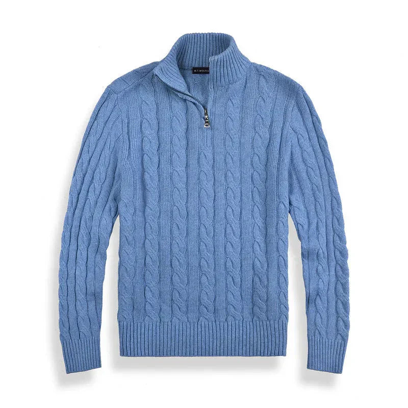 Lorenzo Bellucci | Luxuriöser Herrenpullover mit halbem Reißverschluss und hohem Kragen