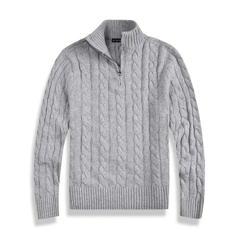 Lorenzo Bellucci | Luxuriöser Herrenpullover mit halbem Reißverschluss und hohem Kragen