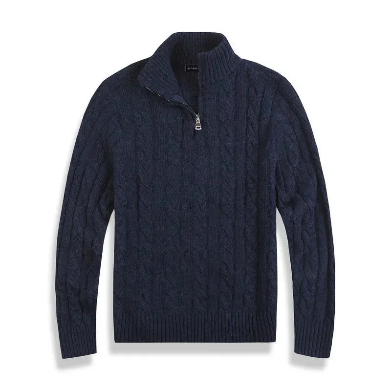 Lorenzo Bellucci | Luxuriöser Herrenpullover mit halbem Reißverschluss und hohem Kragen