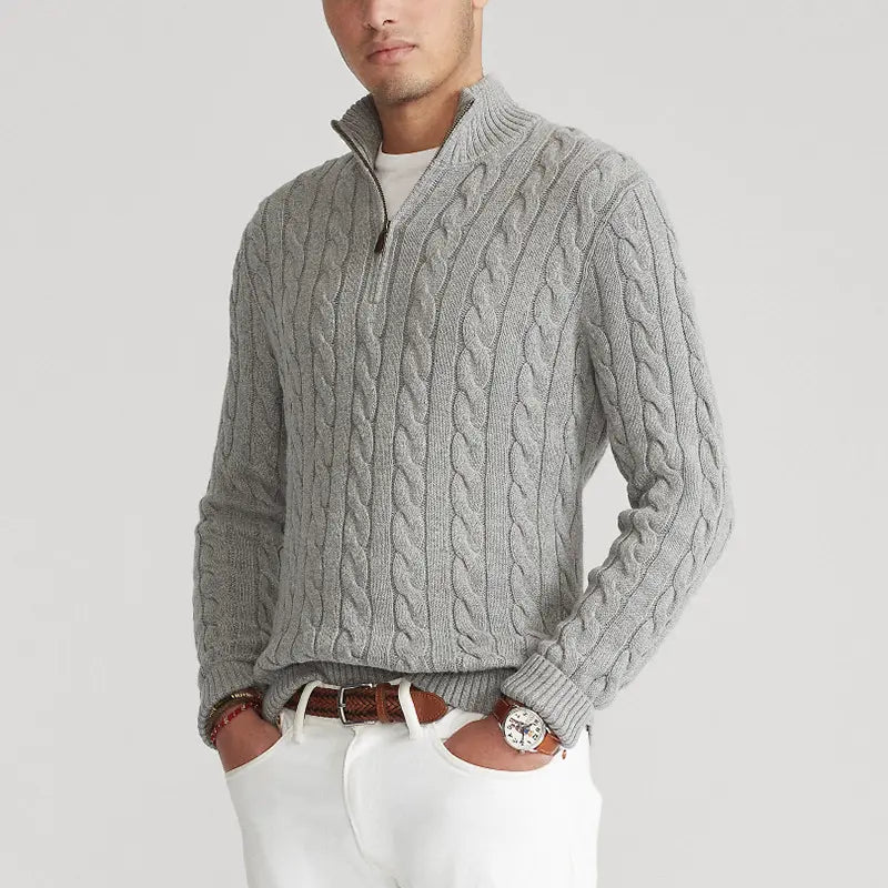 Lorenzo Bellucci | Luxuriöser Herrenpullover mit halbem Reißverschluss und hohem Kragen