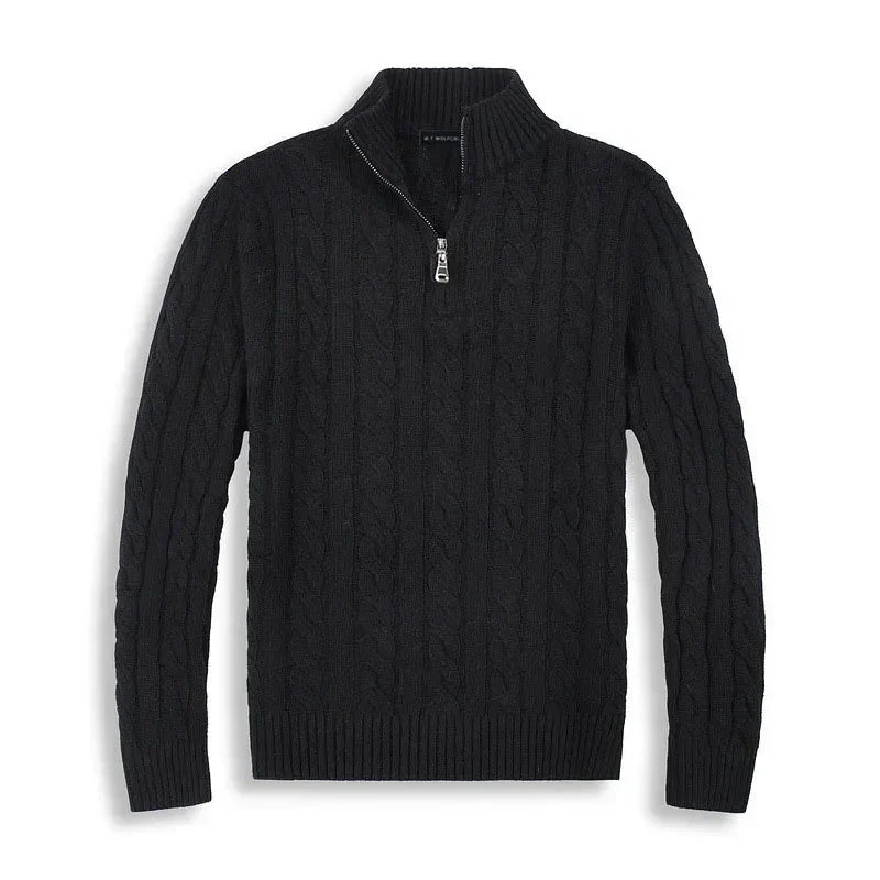 Lorenzo Bellucci | Luxuriöser Herrenpullover mit halbem Reißverschluss und hohem Kragen