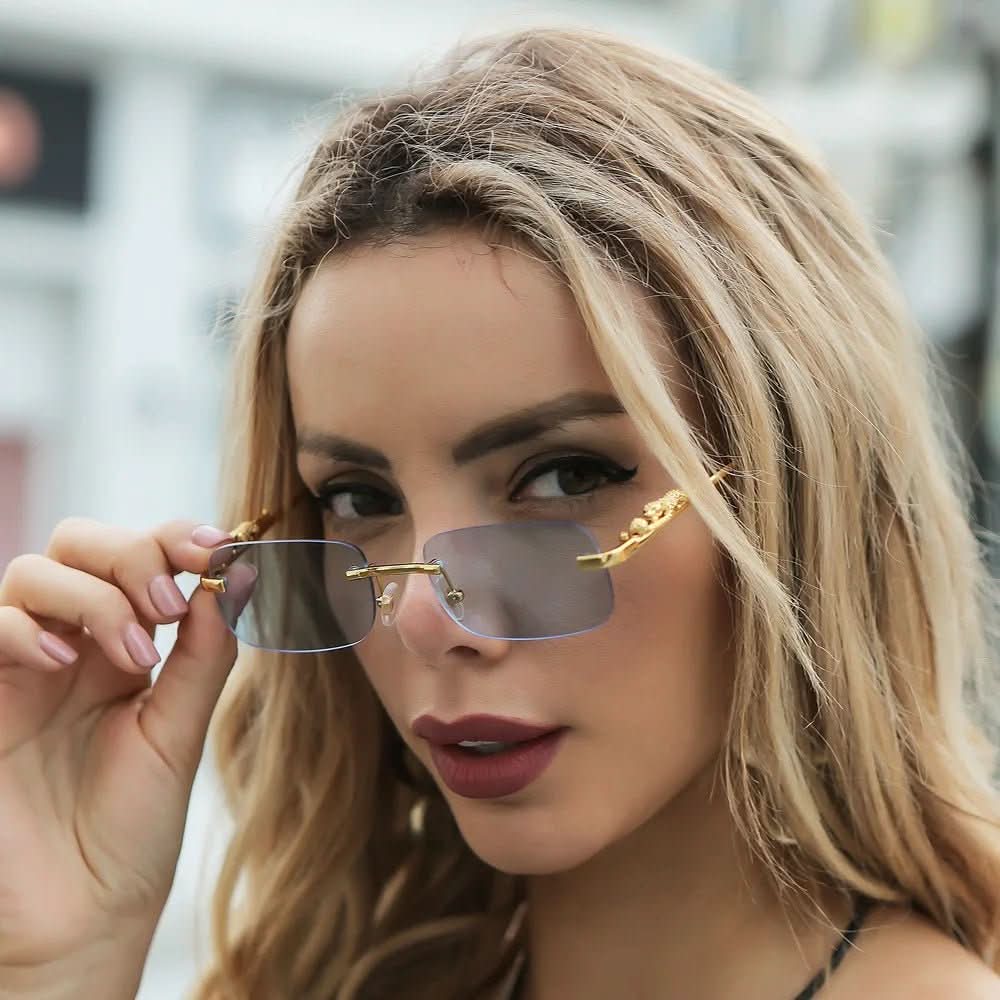 LeophaZe | Men's Rimless Sunglasses – Leopard Head Design, UV400 Protection 4