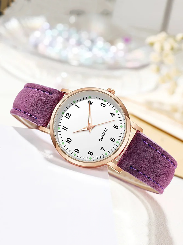 Damenarmbanduhr mit Lederarmband und Gehäuse in Roségold – Minimalistische Armbanduhr für den Alltag und schicke Anlässe