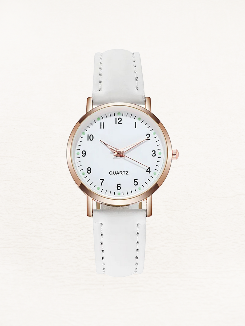 Damenarmbanduhr mit Lederarmband und Gehäuse in Roségold – Minimalistische Armbanduhr für den Alltag und schicke Anlässe