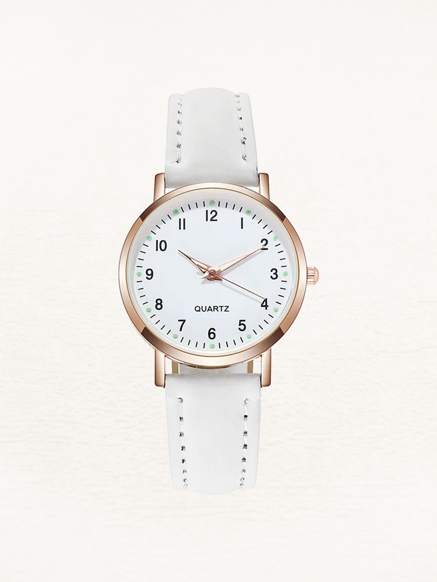 Damenarmbanduhr mit Lederarmband und Gehäuse in Roségold – Minimalistische Armbanduhr für den Alltag und schicke Anlässe