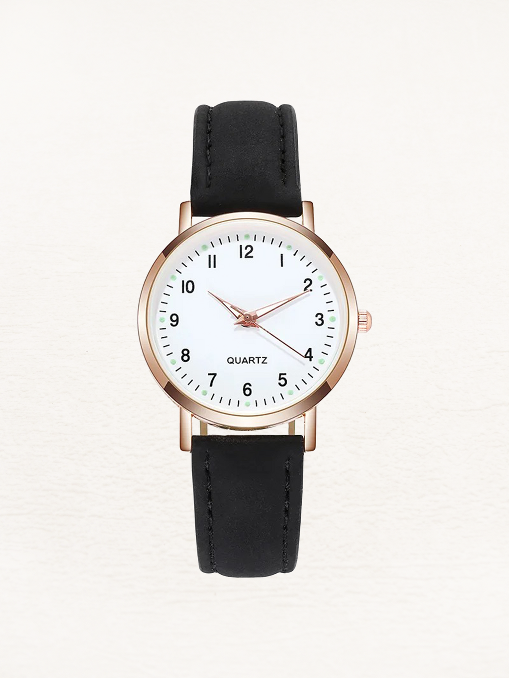 Damenarmbanduhr mit Lederarmband und Gehäuse in Roségold – Minimalistische Armbanduhr für den Alltag und schicke Anlässe