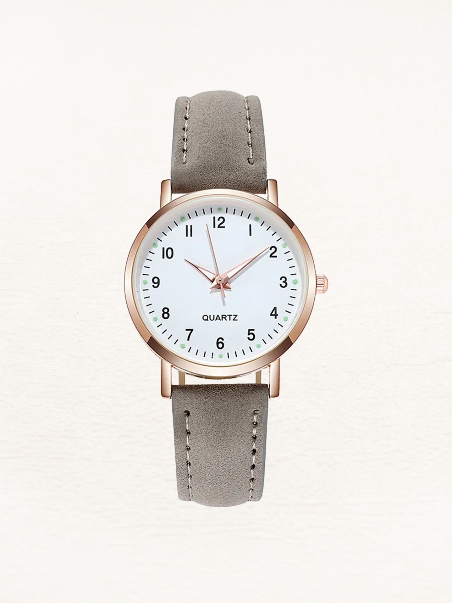 Damenarmbanduhr mit Lederarmband und Gehäuse in Roségold – Minimalistische Armbanduhr für den Alltag und schicke Anlässe
