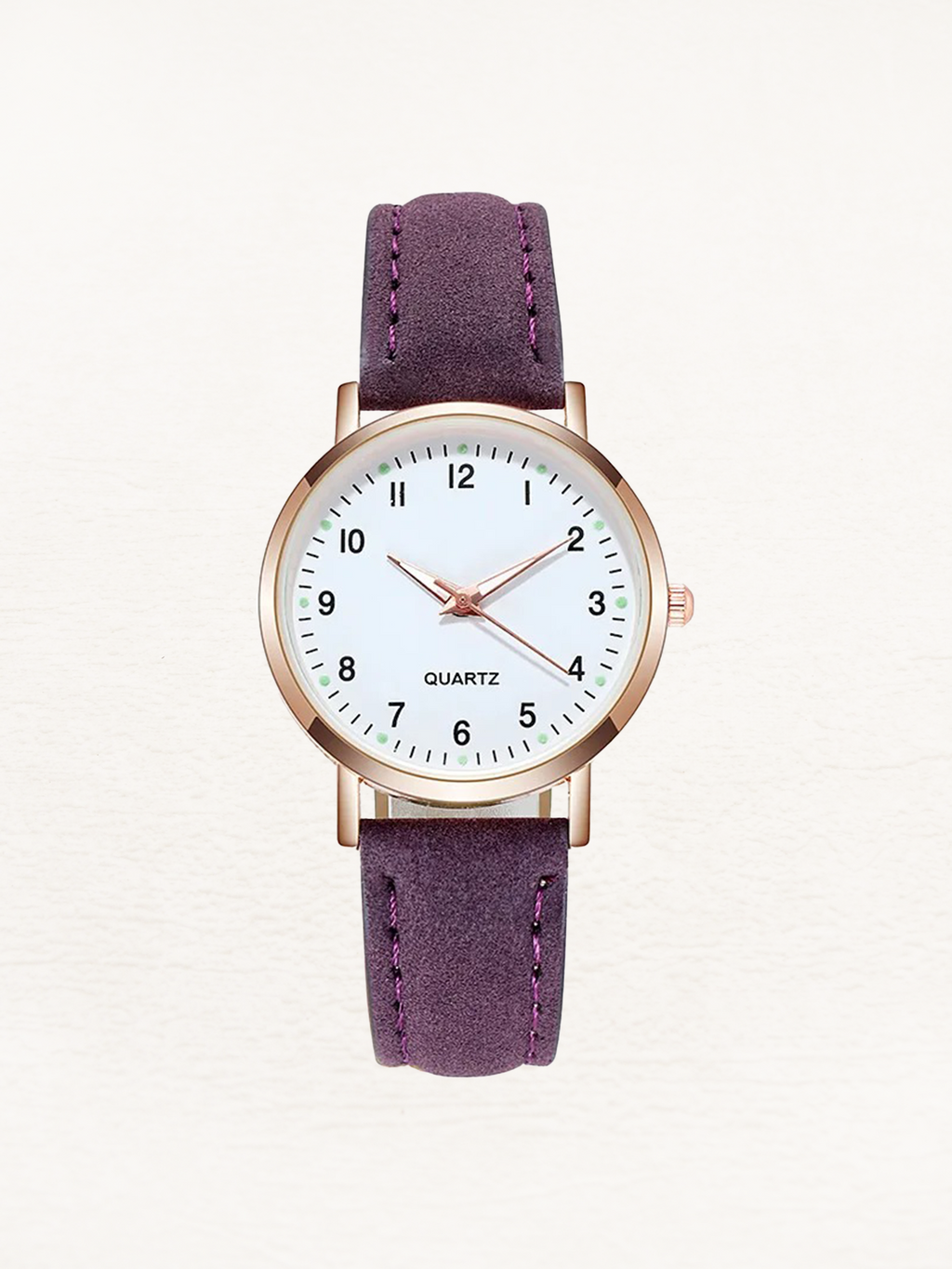 Damenarmbanduhr mit Lederarmband und Gehäuse in Roségold – Minimalistische Armbanduhr für den Alltag und schicke Anlässe