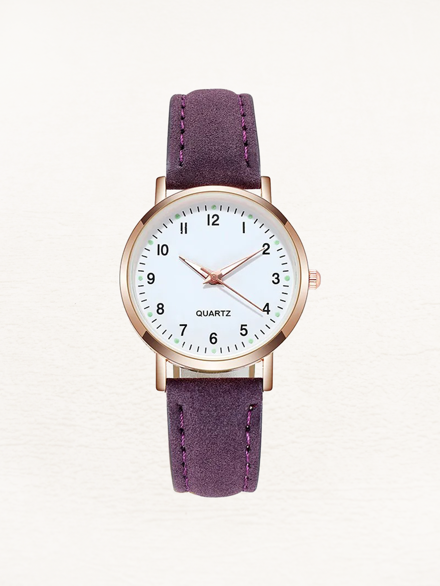 Damenarmbanduhr mit Lederarmband und Gehäuse in Roségold – Minimalistische Armbanduhr für den Alltag und schicke Anlässe