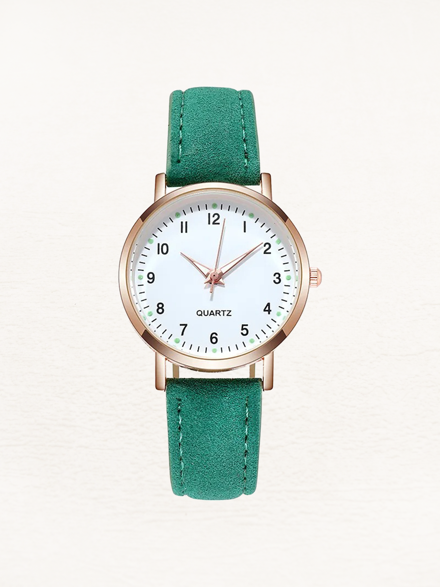 Damenarmbanduhr mit Lederarmband und Gehäuse in Roségold – Minimalistische Armbanduhr für den Alltag und schicke Anlässe