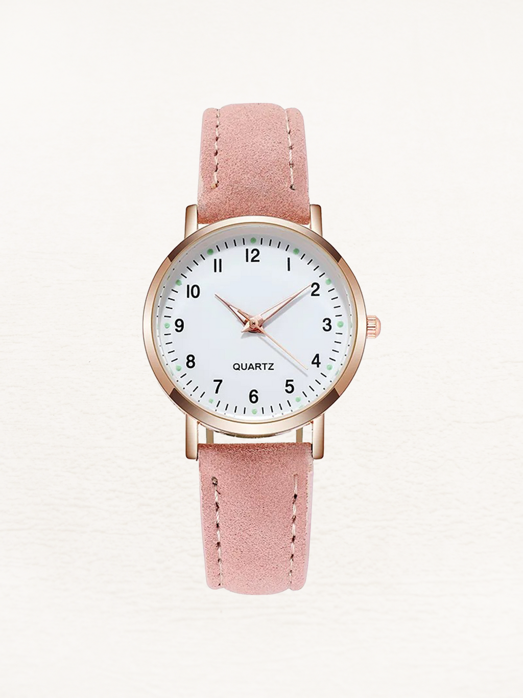 Damenarmbanduhr mit Lederarmband und Gehäuse in Roségold – Minimalistische Armbanduhr für den Alltag und schicke Anlässe