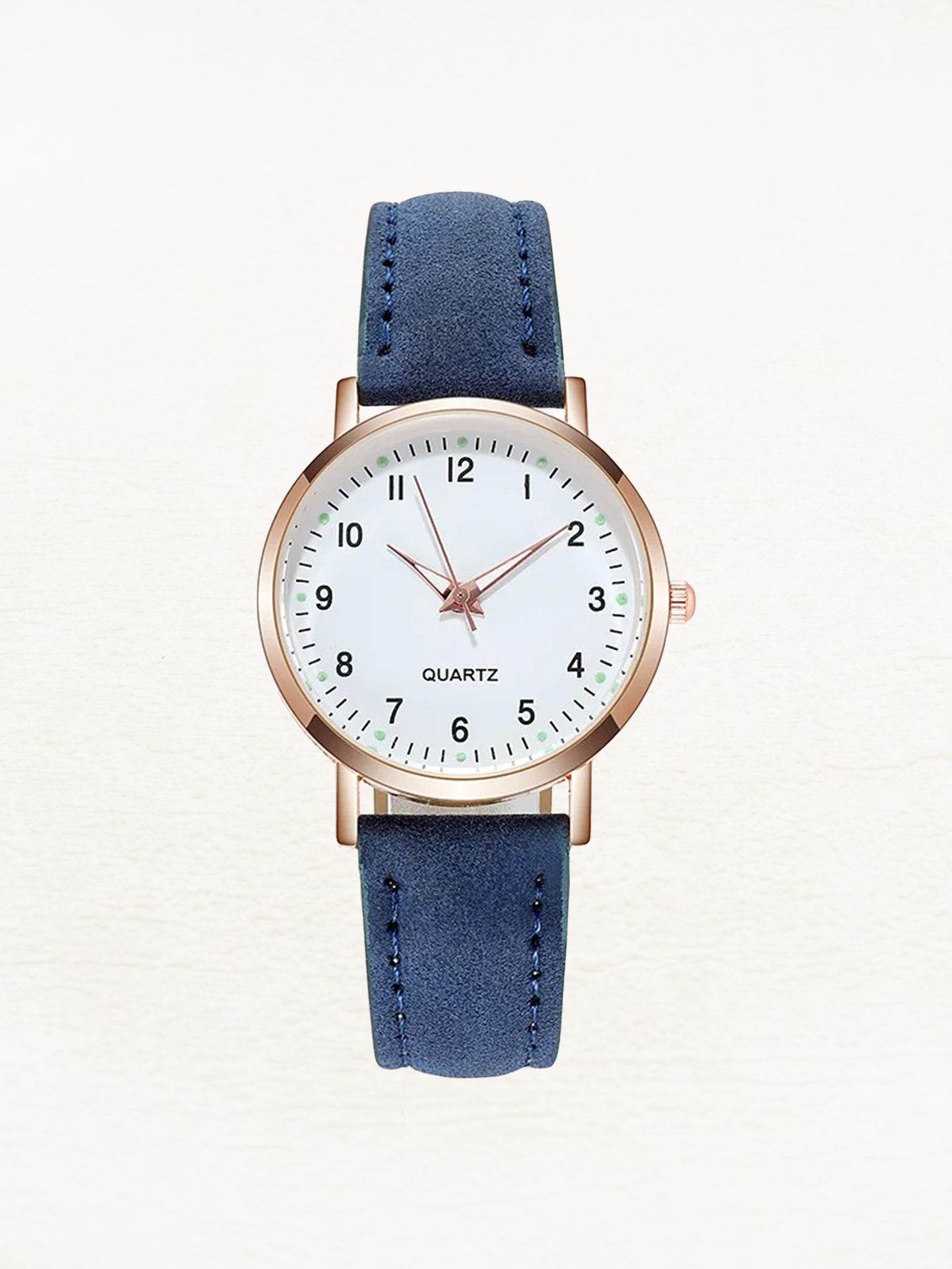 Damenarmbanduhr mit Lederarmband und Gehäuse in Roségold – Minimalistische Armbanduhr für den Alltag und schicke Anlässe