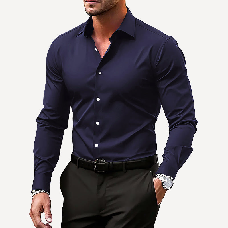 Men's Slim Fit Shirt | Modern Business Long Sleeve Shirt | Formal Dress Shirt for Office and Events | Close-Fitting Cut