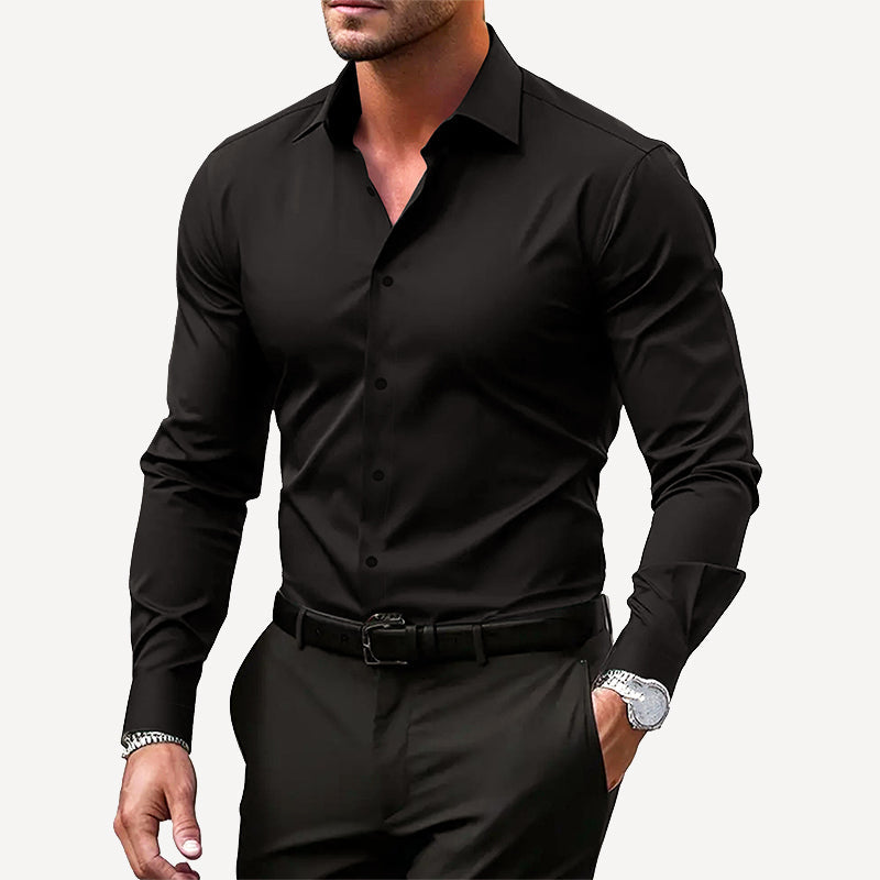 Men's Slim Fit Shirt | Modern Business Long Sleeve Shirt | Formal Dress Shirt for Office and Events | Close-Fitting Cut