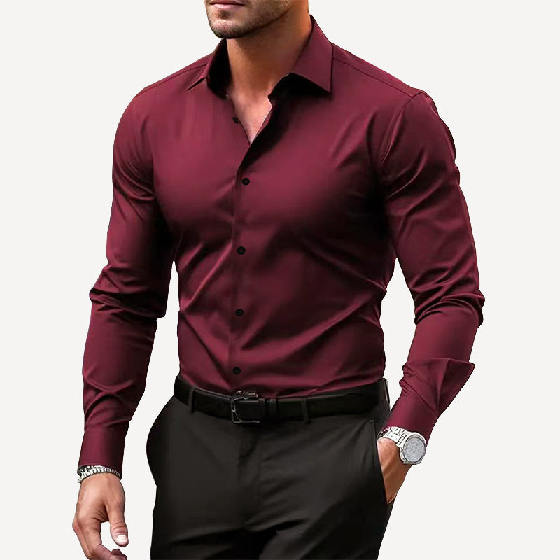 Men's Slim Fit Shirt | Modern Business Long Sleeve Shirt | Formal Dress Shirt for Office and Events | Close-Fitting Cut
