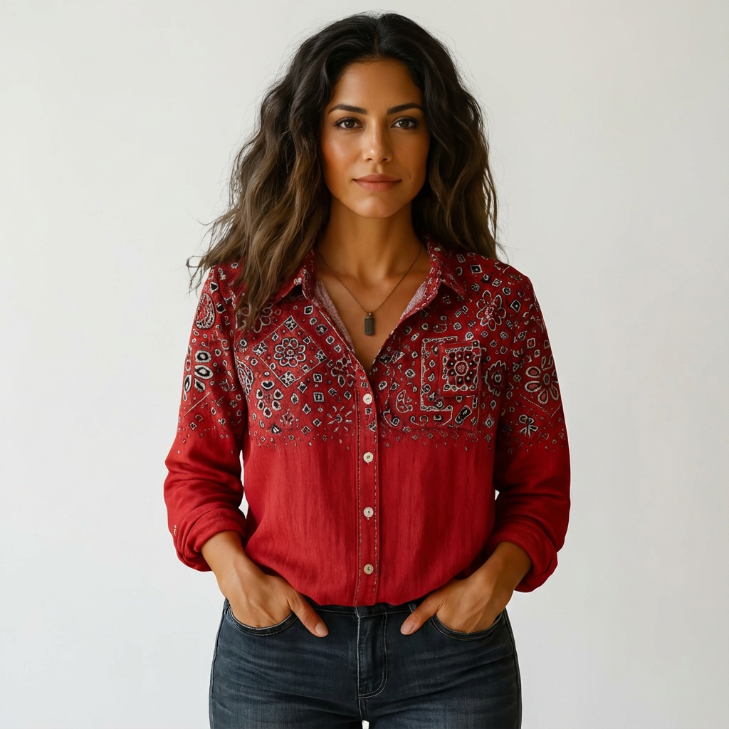 Damen Bluse mit botanischem Print | Leichtes Sommerhemd mit Knopfleiste | Luftiges Oberteil für Freizeit und den Urlaub