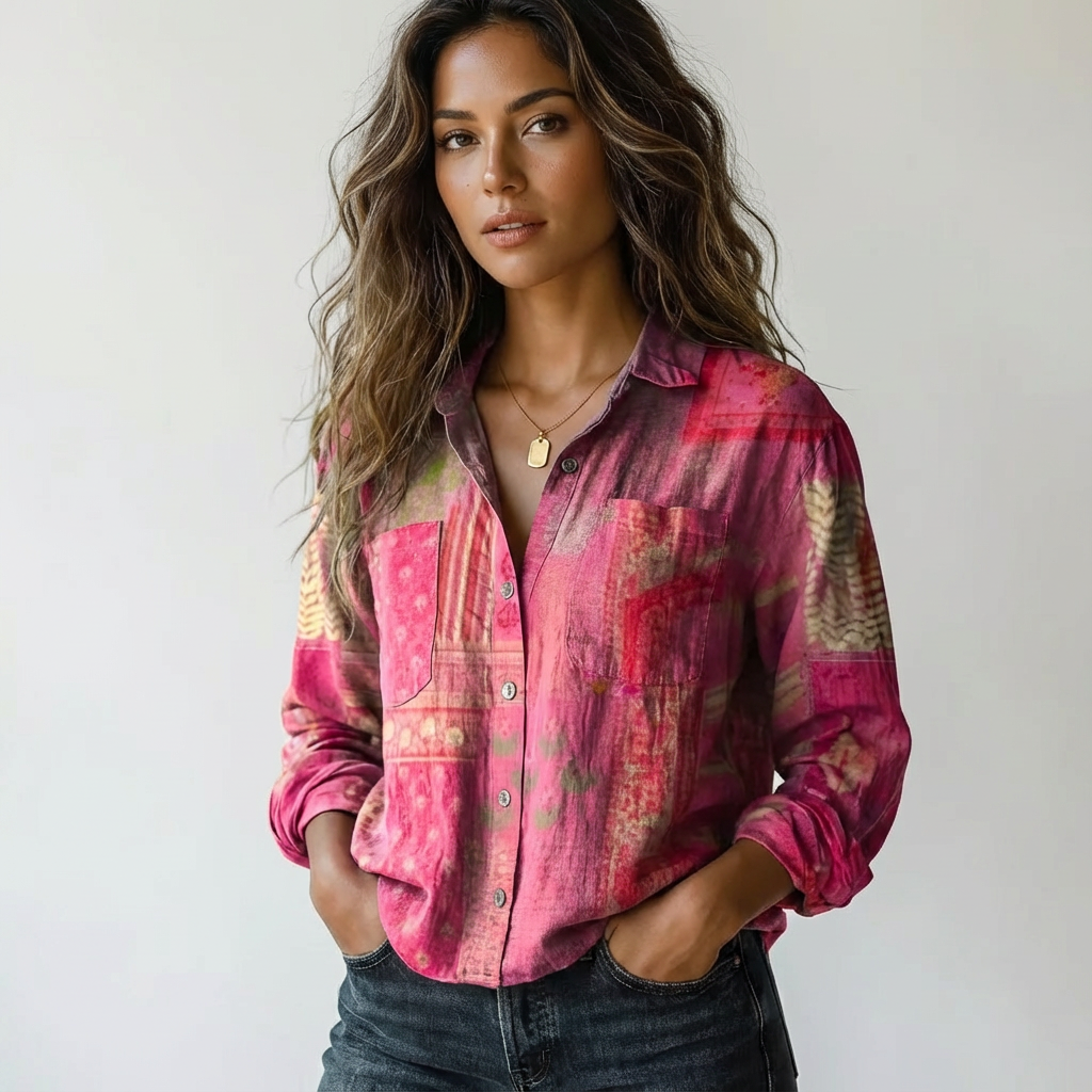 Damen Bluse mit botanischem Print | Leichtes Sommerhemd mit Knopfleiste | Luftiges Oberteil für Freizeit und den Urlaub