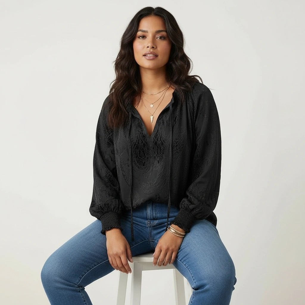 Damenbluse mit Spitze im Boho-Stil | Luftige Sommerbluse locker geschnitten | Feminine Spitzenbluse für Freizeit und Urlaub