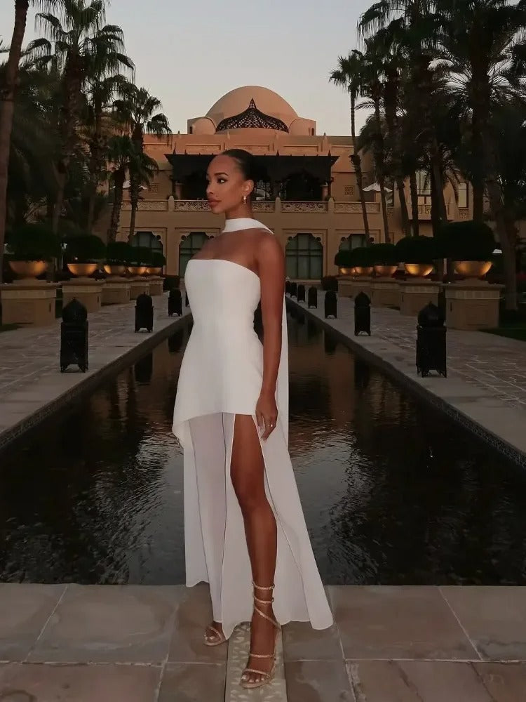 Maxi dress for women with slit
