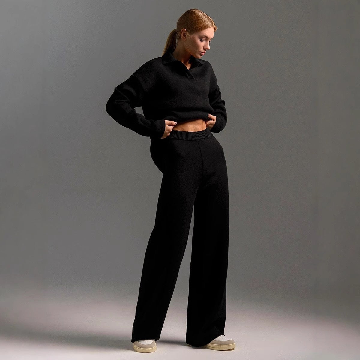 Lounge Set Damen Zweiteiler | Weicher Hausanzug mit Kaschmir | Bequemes Set für Freizeit und Zuhause | Entspannte Passform