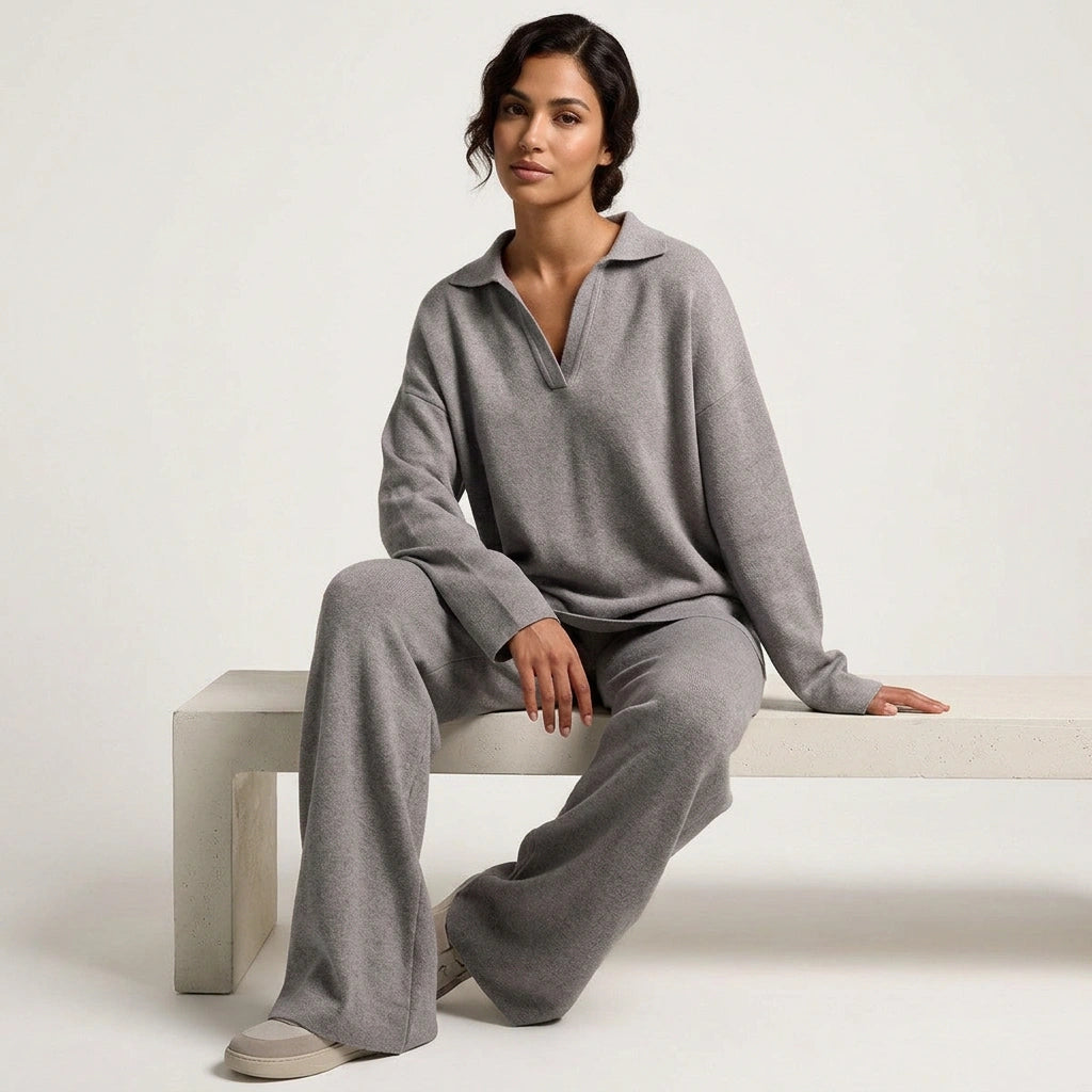 Lounge Set Damen Zweiteiler | Weicher Hausanzug mit Kaschmir | Bequemes Set für Freizeit und Zuhause | Entspannte Passform