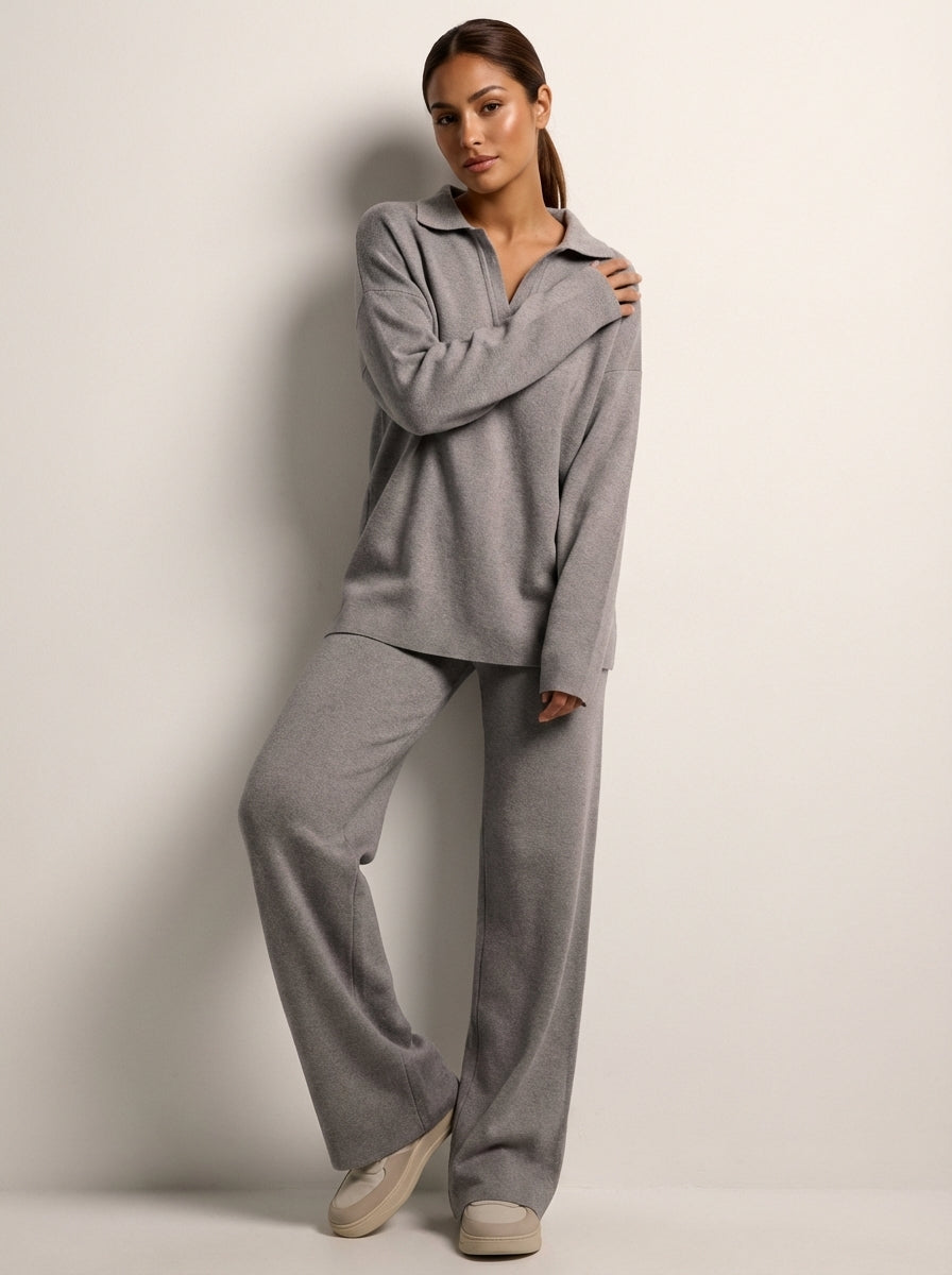 Lounge Set Damen Zweiteiler | Weicher Hausanzug mit Kaschmir | Bequemes Set für Freizeit und Zuhause | Entspannte Passform