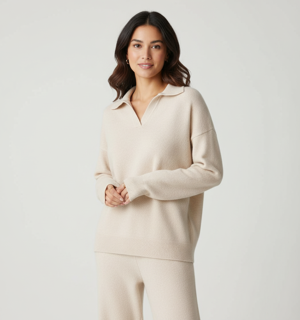 Lounge Set Damen Zweiteiler | Weicher Hausanzug mit Kaschmir | Bequemes Set für Freizeit und Zuhause | Entspannte Passform