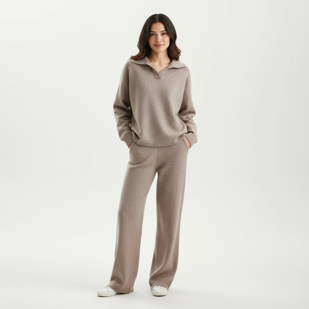 Lounge Set Damen Zweiteiler | Weicher Hausanzug mit Kaschmir | Bequemes Set für Freizeit und Zuhause | Entspannte Passform