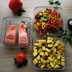Mehrschichtige Körbe für Heißluftfritteusen mit 2 kostenlosen hitzebeständigen Zangen Zorenza