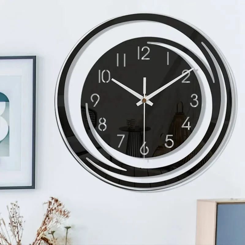 Modern Scandinavian | Wall Clock - Black Acrylic Design, Silent Mechanism 3